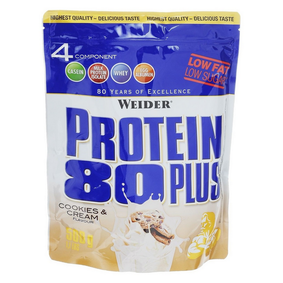 Protein 80 Plus, viaczložkový proteín, Weider, 500 g - Cookies amp; Cream