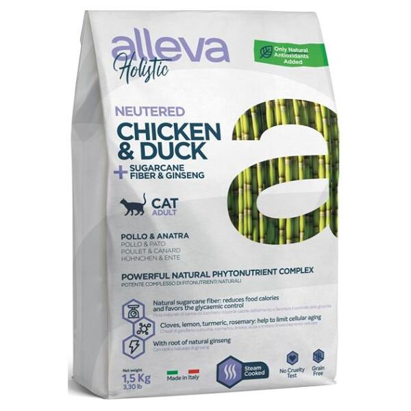 ALLEVA Holistic Adult Neutered ChickenDuck granule pre mačky 1,5 kg